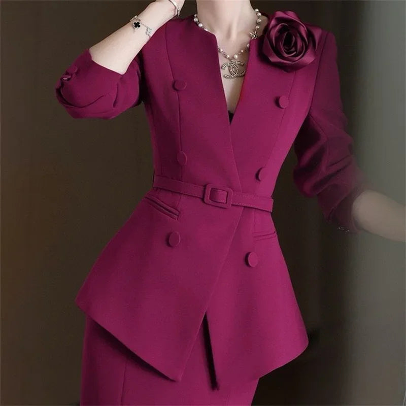 Ensemble 2 Pièces Femme Élégant - Veste & Jupe Sirène