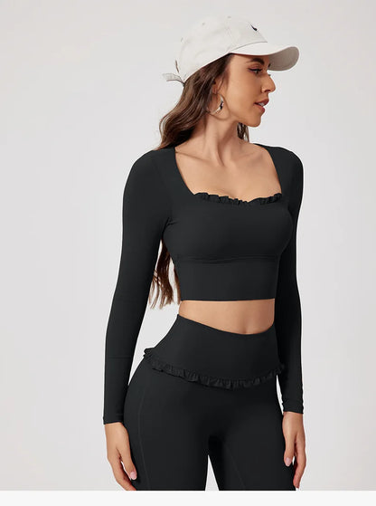 Ensemble Sport Femme 2 Pièces Automne Hiver - Yoga Gym Séchage Rapide Manches Longues