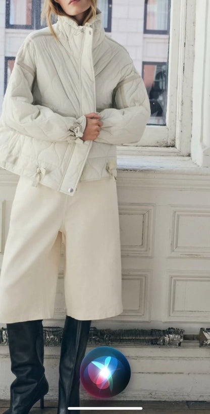 Veste Hiver Femme Col Montant Coton - Style Européen Ample Cordon Zippée