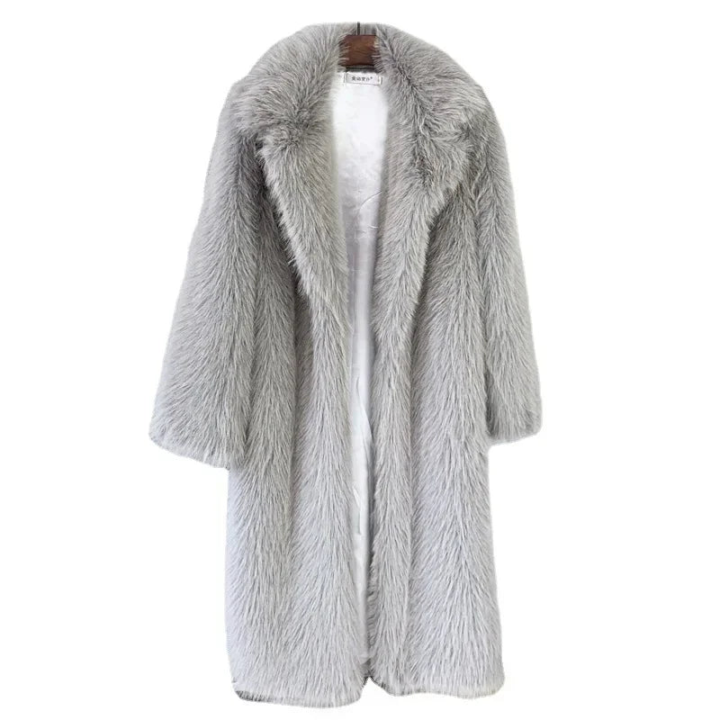 Manteau Long Fausse Fourrure Blanc
