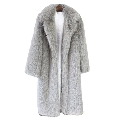 Manteau Long Fausse Fourrure Blanc
