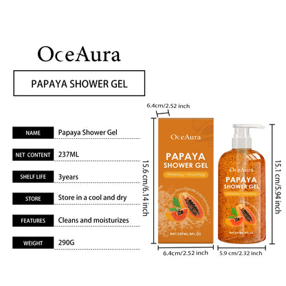 Gel Douche Éclaircissant Papaye - Exfoliant Anti-Taches Hydratant Mousse Riche