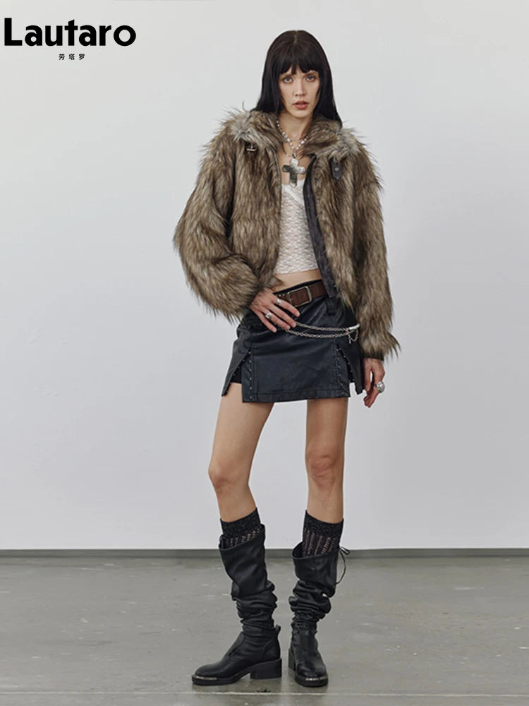 Manteau Court Fausse Fourrure Femme - Raton Laveur