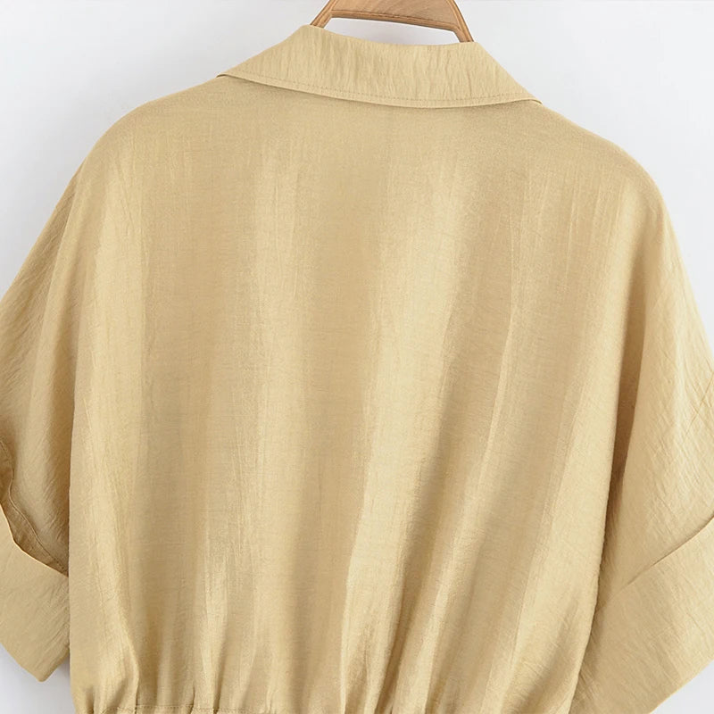 Ensemble Femme 2 Pièces Willshela - Chemise Zippée & Pantalon Taille Haute Vintage Chic