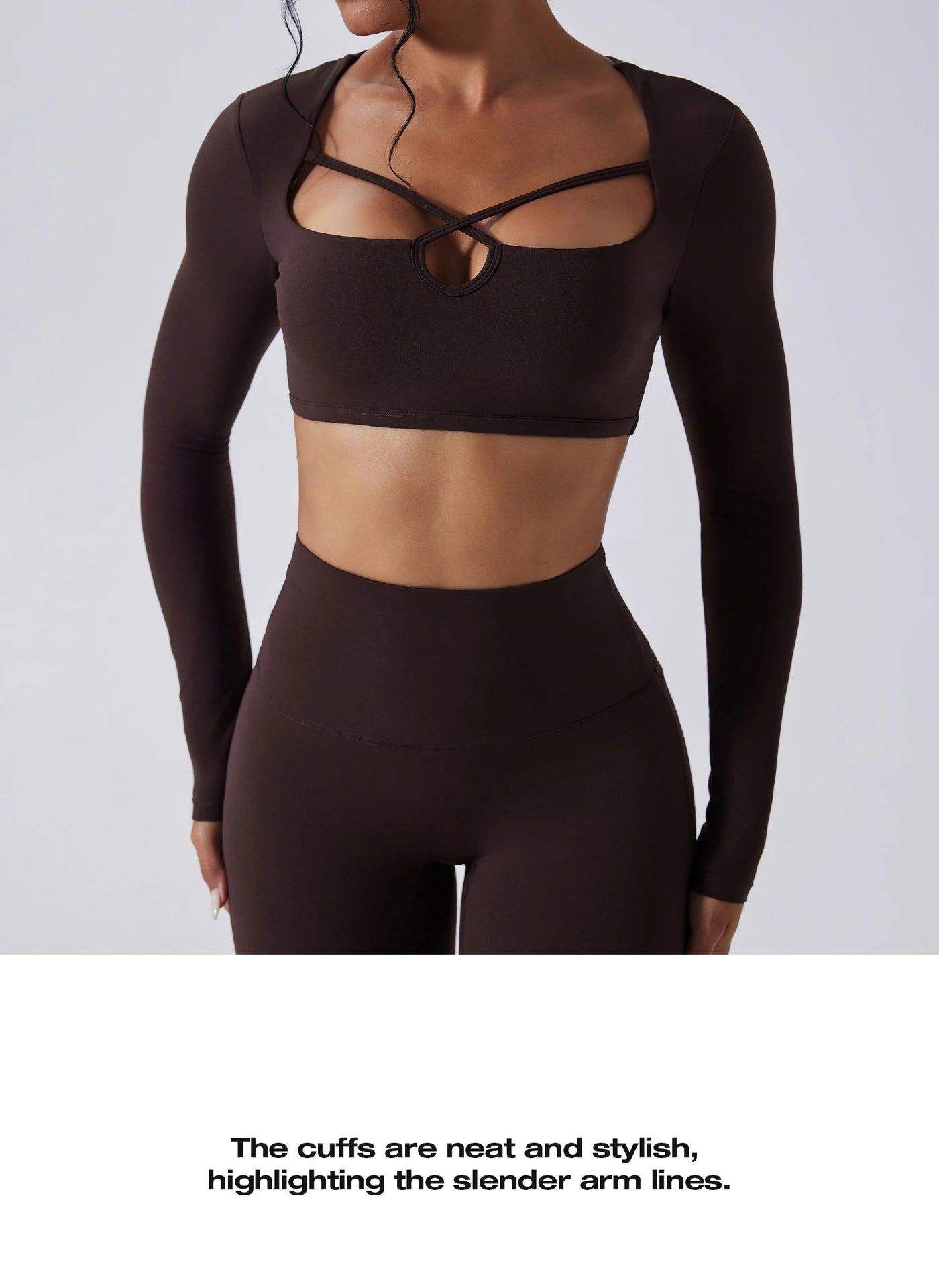 Ensemble Yoga Femme 2 Pièces - Tenue Sport Gym Leggings Manches Longues