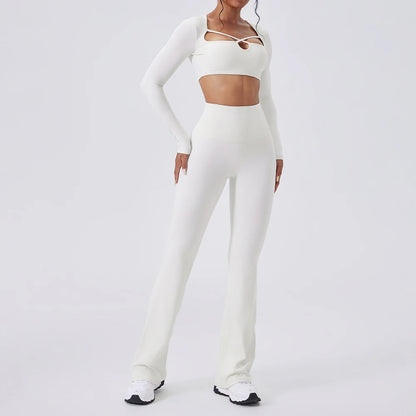 Ensemble Yoga Femme 2 Pièces - Tenue Sport Gym Leggings Manches Longues