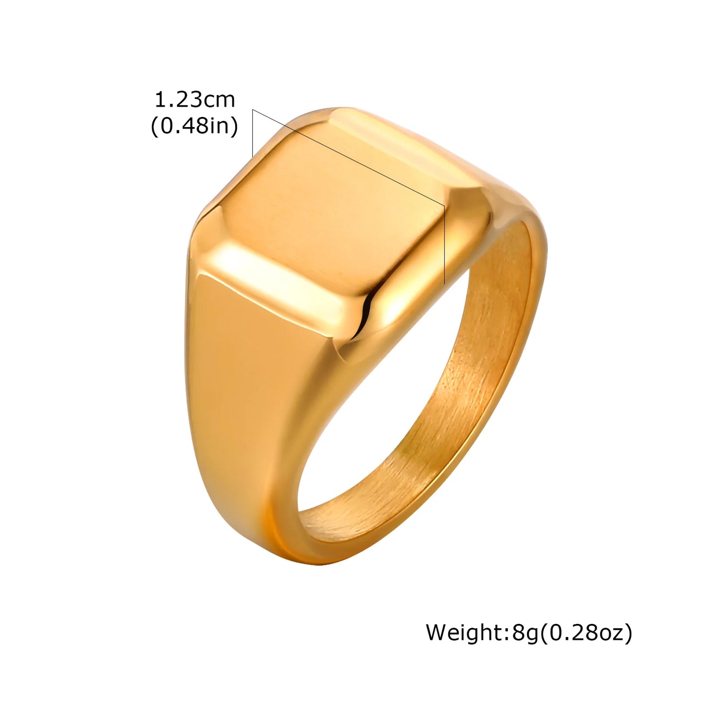 Bague Chevalère Carrée Argentée Acier Inoxydable - Mixte Homme Femme Chunky Ring