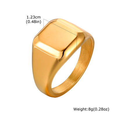 Bague Chevalère Carrée Argentée Acier Inoxydable - Mixte Homme Femme Chunky Ring