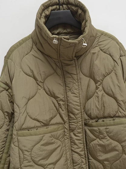 Veste Hiver Femme Col Montant Coton - Style Européen Ample Cordon Zippée