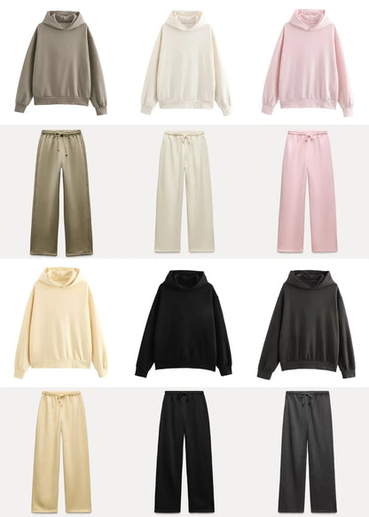 Ensemble Jogging Femme Automne Hiver 2025 - Sweat Capuche & Pantalon Ample Multi-Couleurs
