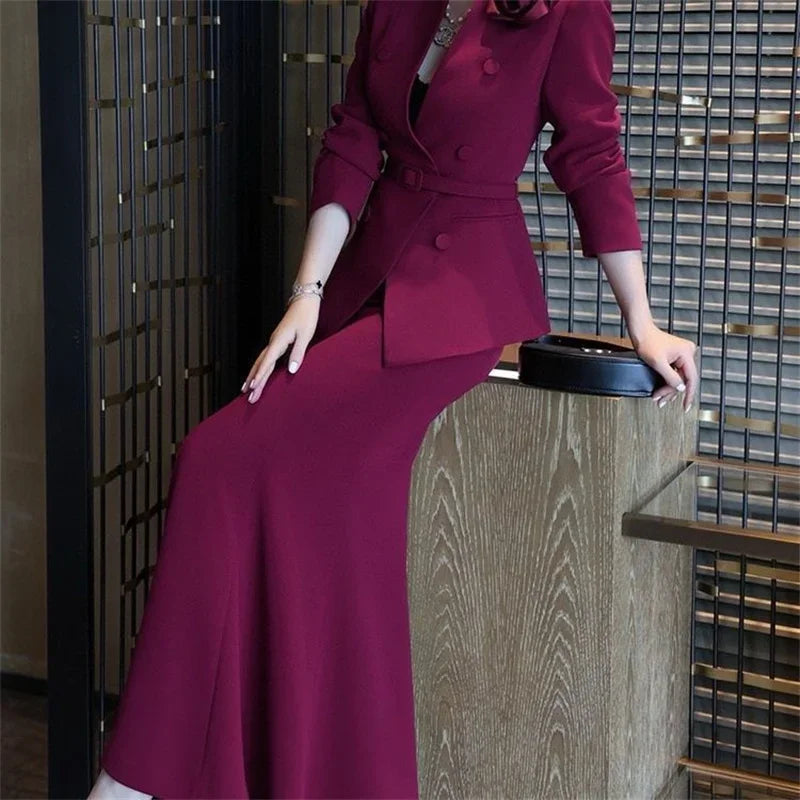 Ensemble 2 Pièces Femme Élégant - Veste & Jupe Sirène