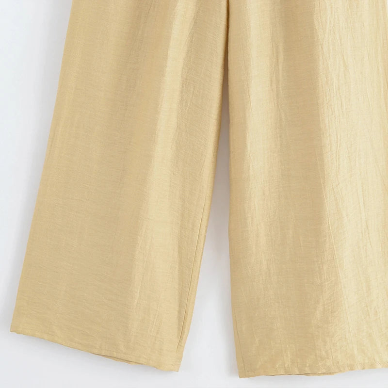 Ensemble Femme 2 Pièces Willshela - Chemise Zippée & Pantalon Taille Haute Vintage Chic