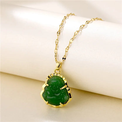 Collier Pendentif Zircon Vert - Acier Inoxydable