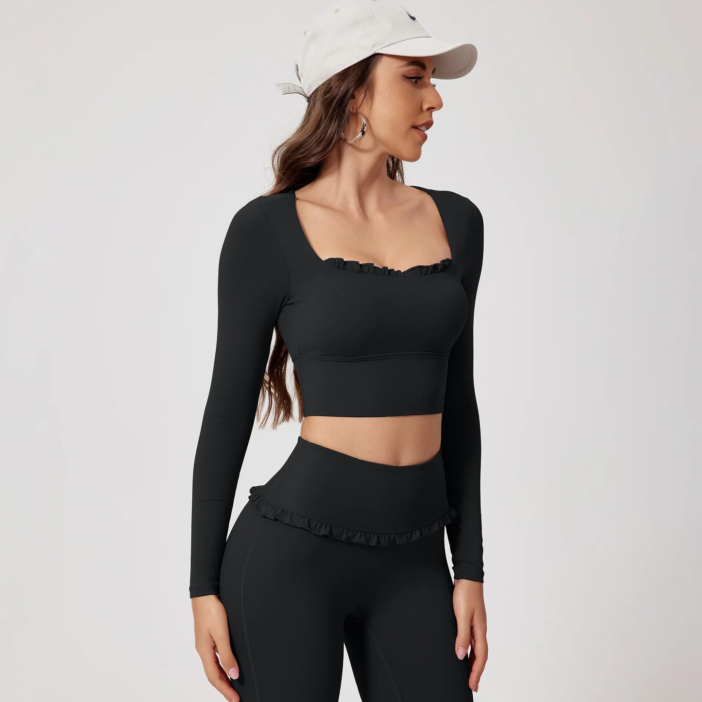 Ensemble Sport Femme 2 Pièces Automne Hiver - Yoga Gym Séchage Rapide Manches Longues