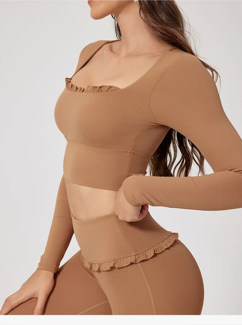 Ensemble Sport Femme 2 Pièces Automne Hiver - Yoga Gym Séchage Rapide Manches Longues