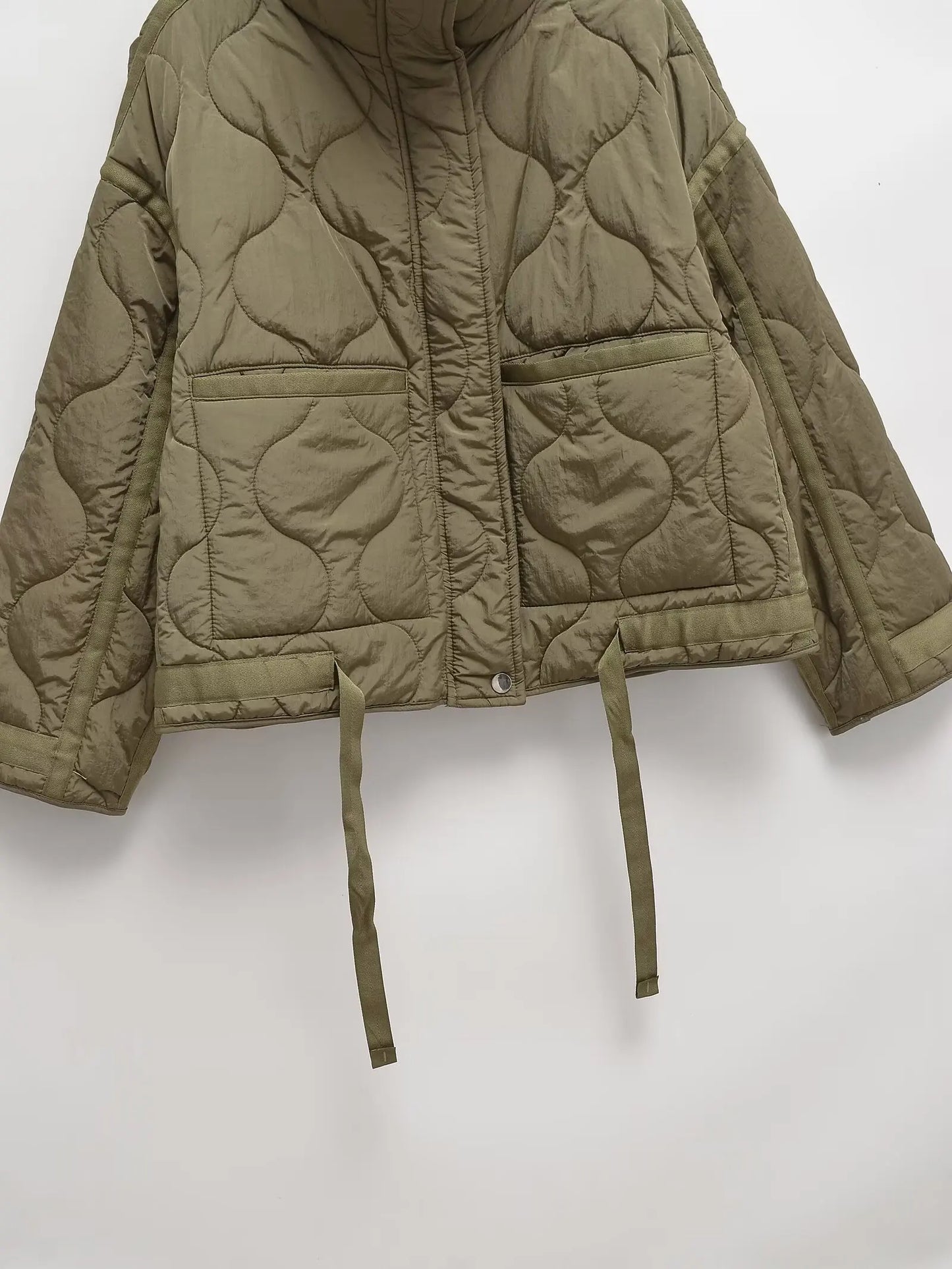 Veste Hiver Femme Col Montant Coton - Style Européen Ample Cordon Zippée