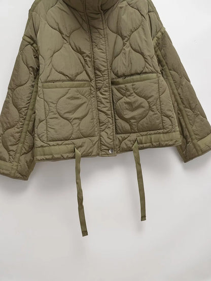 Veste Hiver Femme Col Montant Coton - Style Européen Ample Cordon Zippée