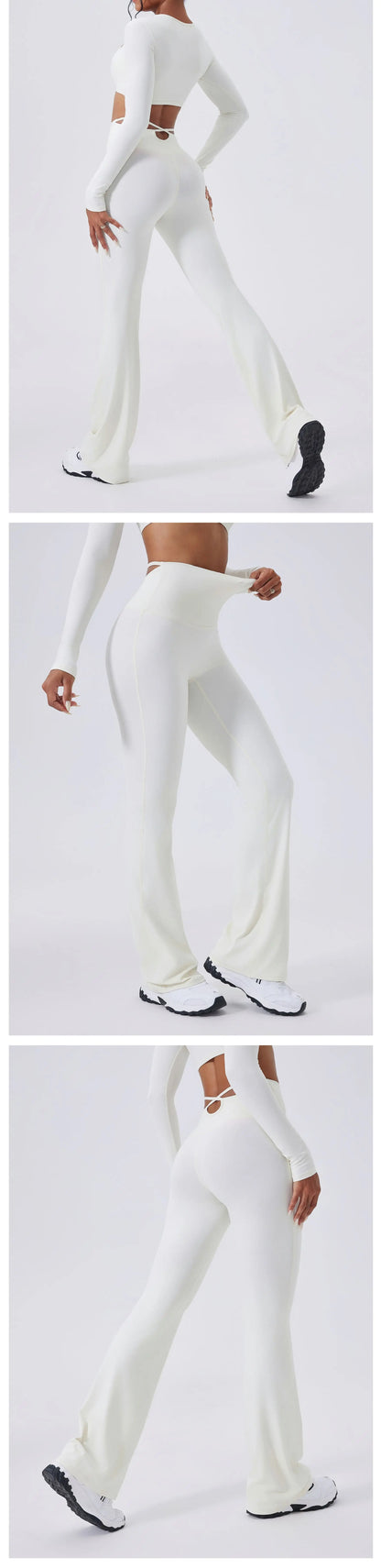 Ensemble Yoga Femme 2 Pièces - Tenue Sport Gym Leggings Manches Longues