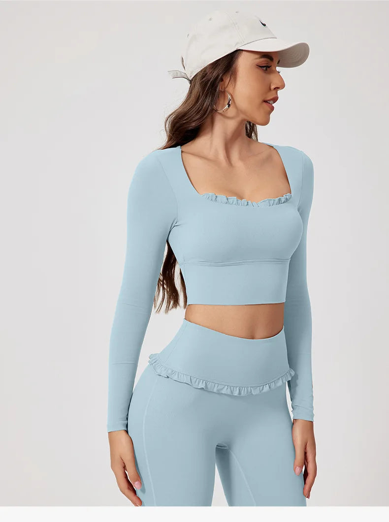 Ensemble Sport Femme 2 Pièces Automne Hiver - Yoga Gym Séchage Rapide Manches Longues
