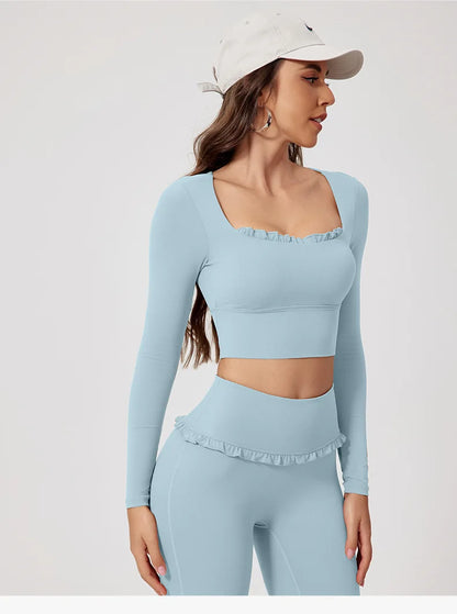 Ensemble Sport Femme 2 Pièces Automne Hiver - Yoga Gym Séchage Rapide Manches Longues