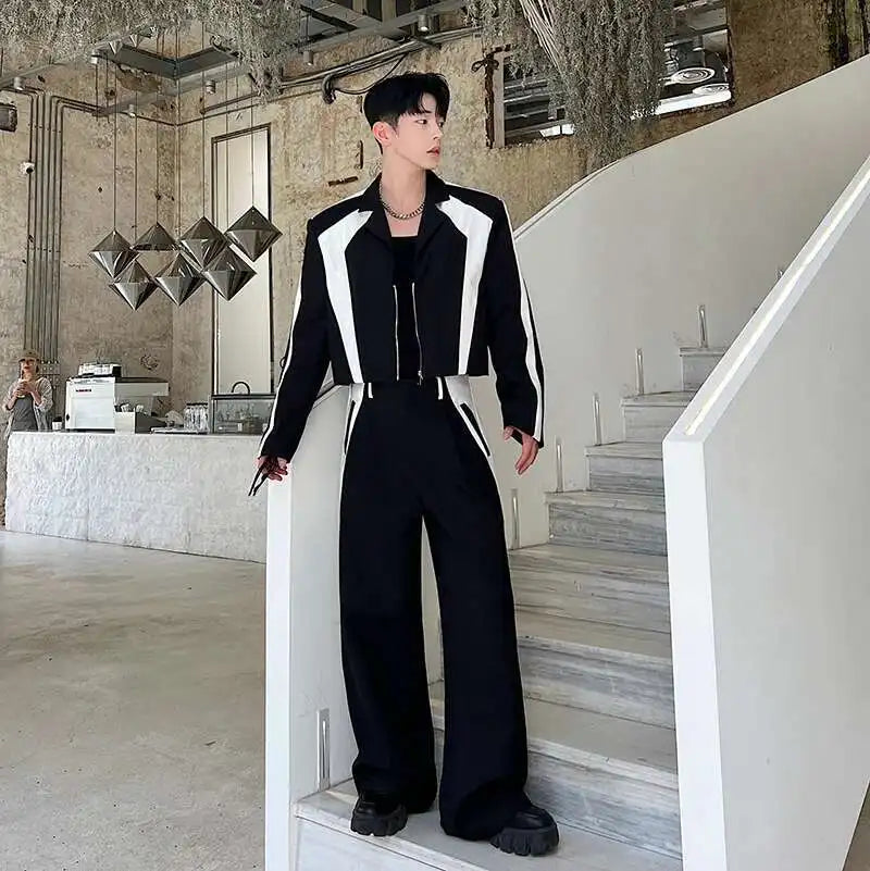 Ensemble Blazer Cuir PU Homme