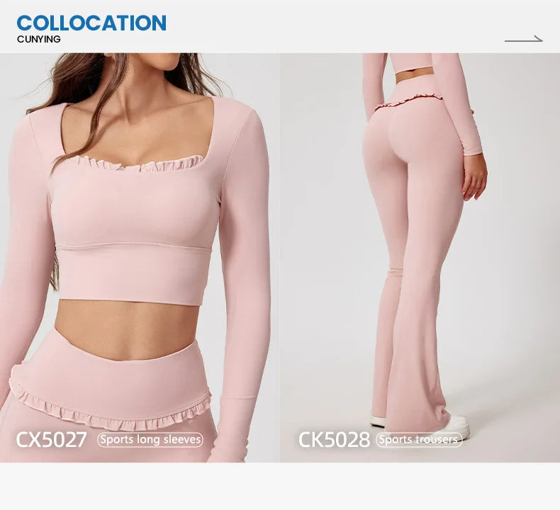 Ensemble Sport Femme 2 Pièces Automne Hiver - Yoga Gym Séchage Rapide Manches Longues