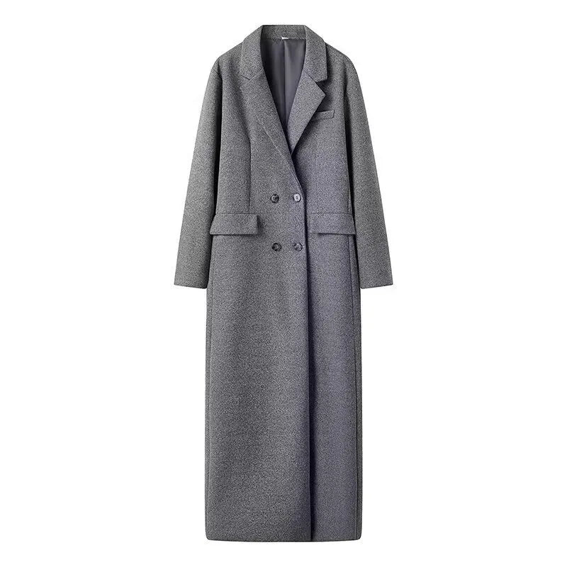 Manteau Long Gris Double Boutonnage