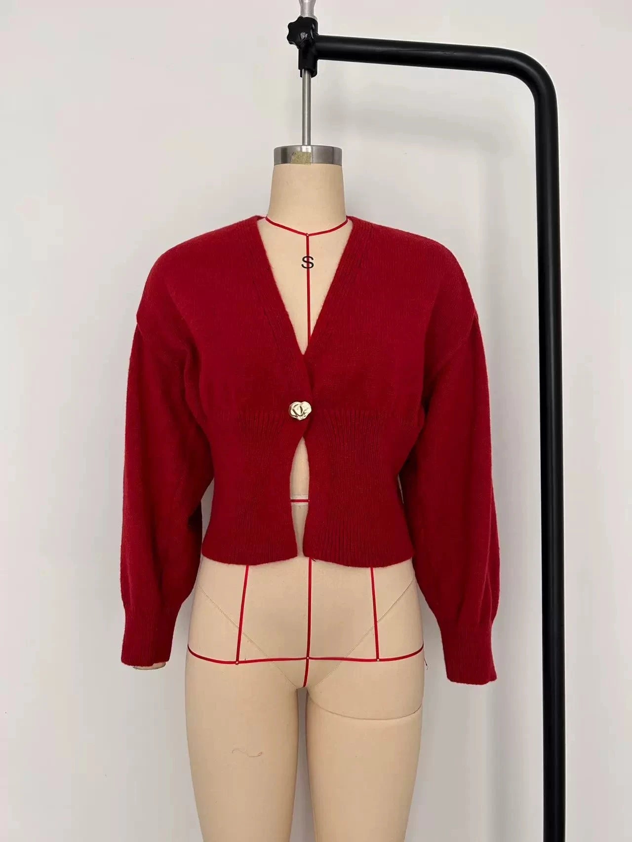 Cardigan Tricoté Vintage Femme - Col V Boutons