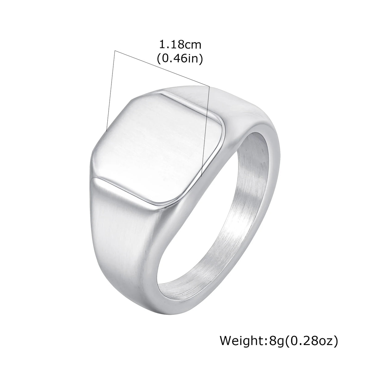 Bague Chevalère Carrée Argentée Acier Inoxydable - Mixte Homme Femme Chunky Ring
