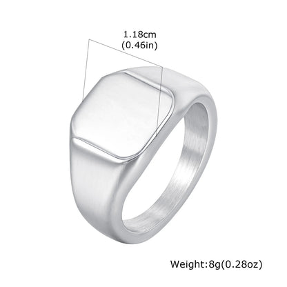 Bague Chevalère Carrée Argentée Acier Inoxydable - Mixte Homme Femme Chunky Ring