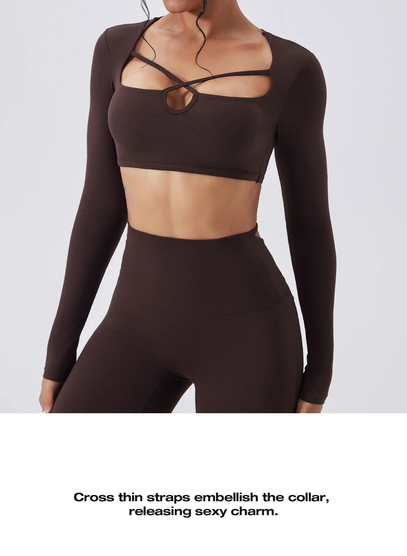 Ensemble Yoga Femme 2 Pièces - Tenue Sport Gym Leggings Manches Longues