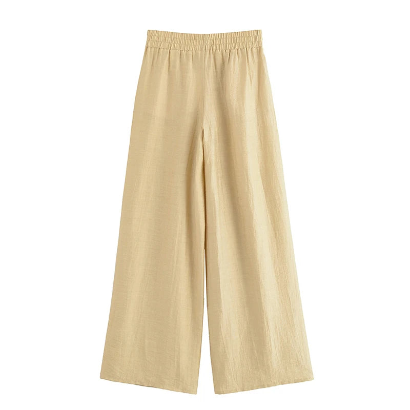 Ensemble Femme 2 Pièces Willshela - Chemise Zippée & Pantalon Taille Haute Vintage Chic