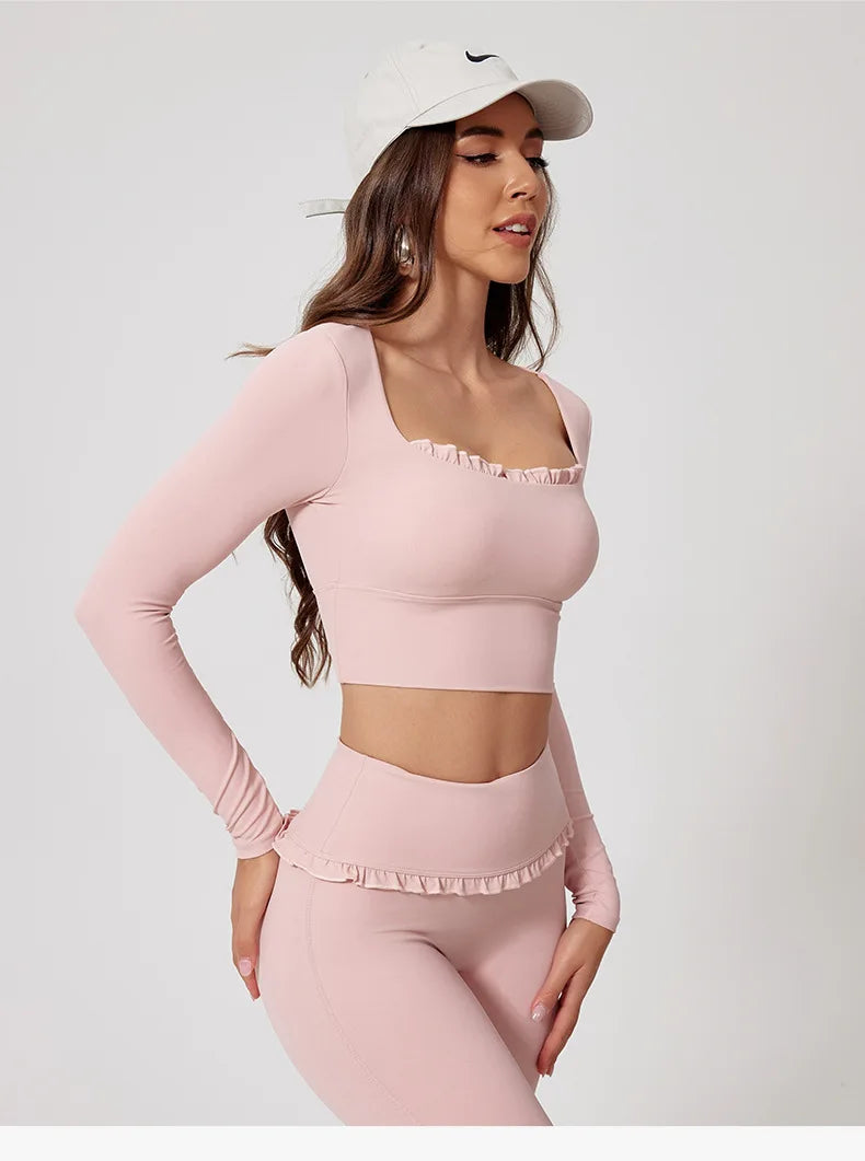 Ensemble Sport Femme 2 Pièces Automne Hiver - Yoga Gym Séchage Rapide Manches Longues