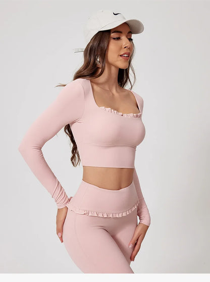 Ensemble Sport Femme 2 Pièces Automne Hiver - Yoga Gym Séchage Rapide Manches Longues
