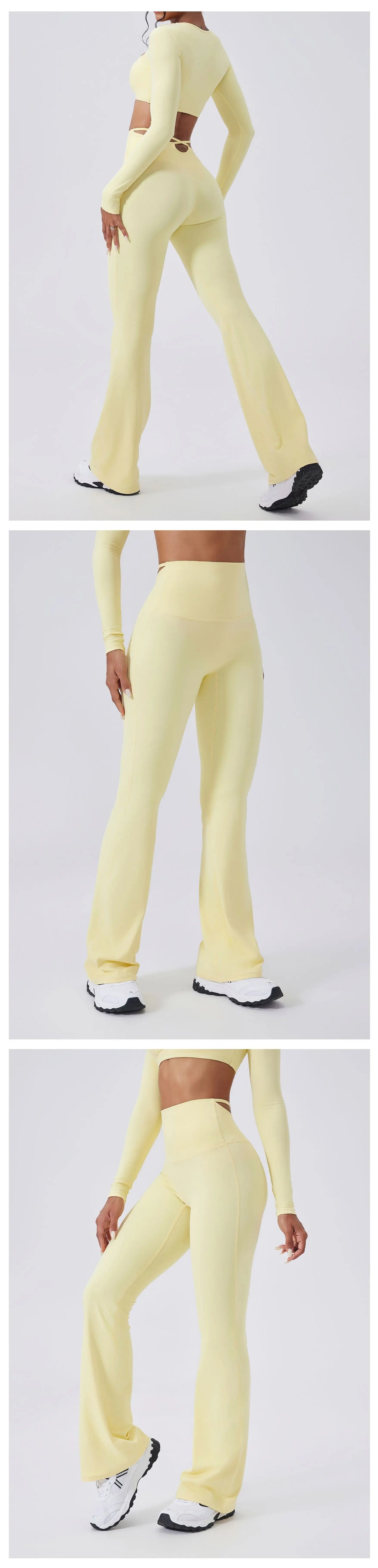 Ensemble Yoga Femme 2 Pièces - Tenue Sport Gym Leggings Manches Longues