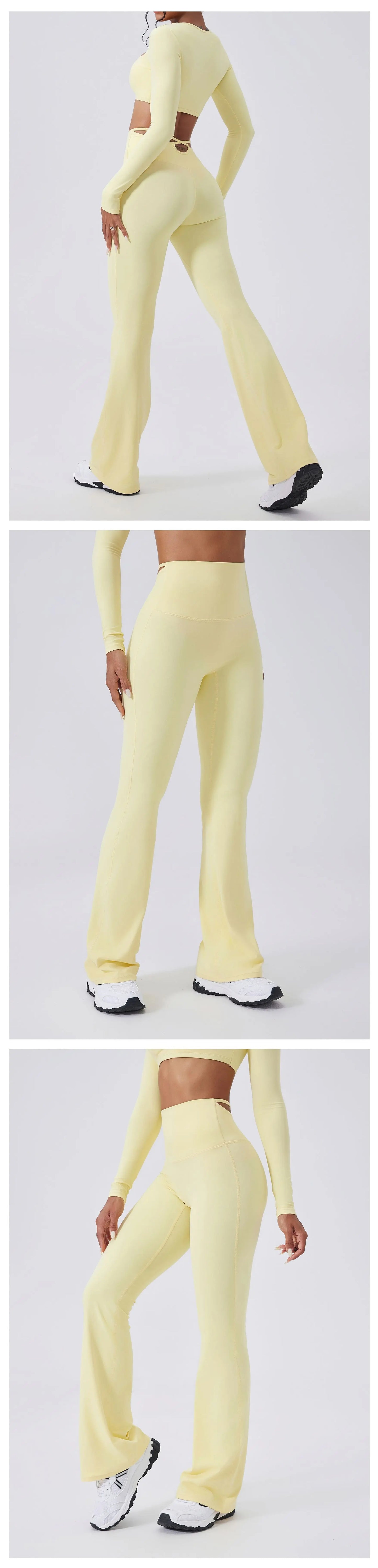 Ensemble Yoga Femme 2 Pièces - Tenue Sport Gym Leggings Manches Longues