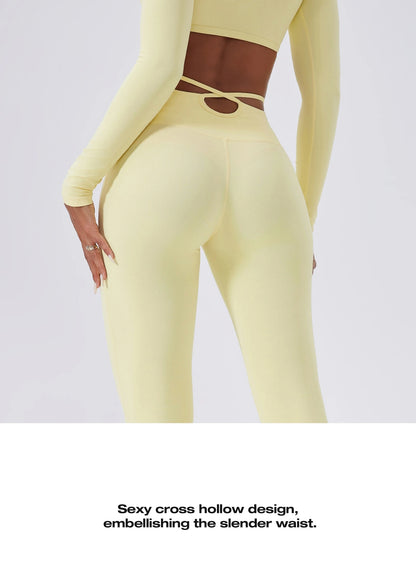 Ensemble Yoga Femme 2 Pièces - Tenue Sport Gym Leggings Manches Longues