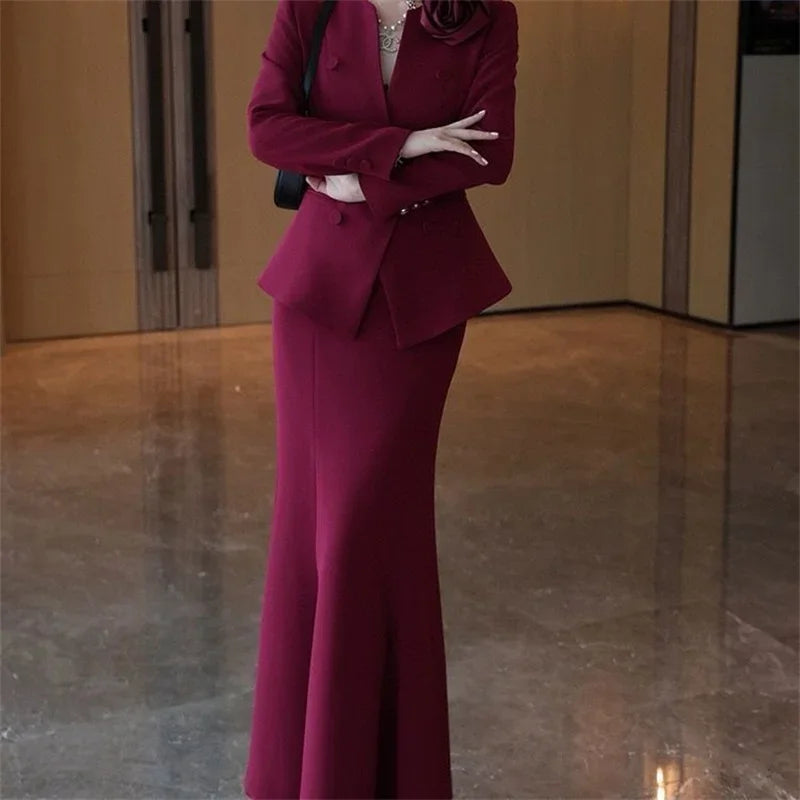 Ensemble 2 Pièces Femme Élégant - Veste & Jupe Sirène