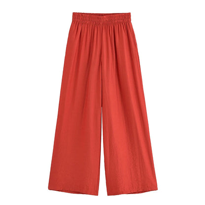 Ensemble Femme 2 Pièces Willshela - Chemise Zippée & Pantalon Taille Haute Vintage Chic