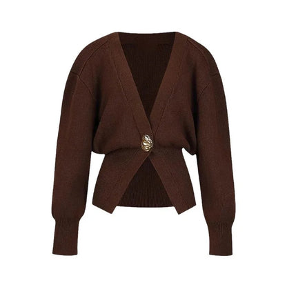 Cardigan Tricoté Vintage Femme - Col V Boutons