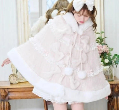 Cape Fausse Fourrure Lapin à Capuche