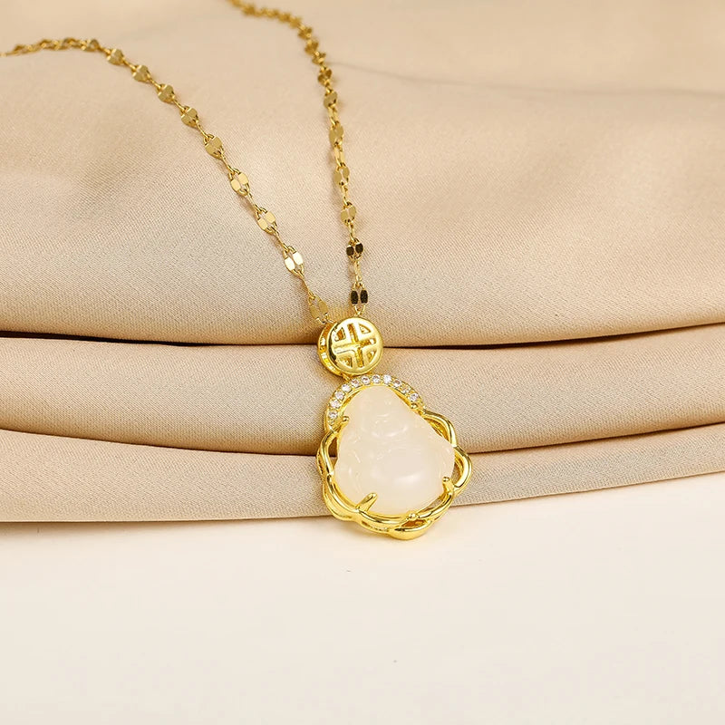 Collier Pendentif Zircon Vert - Acier Inoxydable