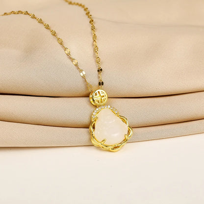 Collier Pendentif Zircon Vert - Acier Inoxydable