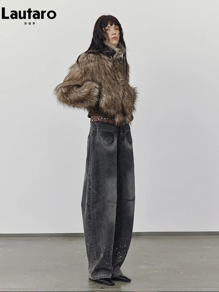 Manteau Court Fausse Fourrure Femme - Raton Laveur