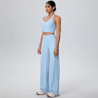 Ensemble Yoga Femme 2 Pièces – Soutien-Gorge Dos Nu et Pantalon pour Gym, Running et Fitness