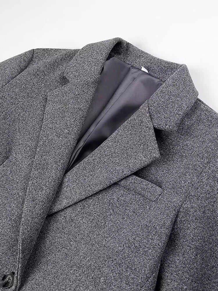 Manteau Long Gris Double Boutonnage