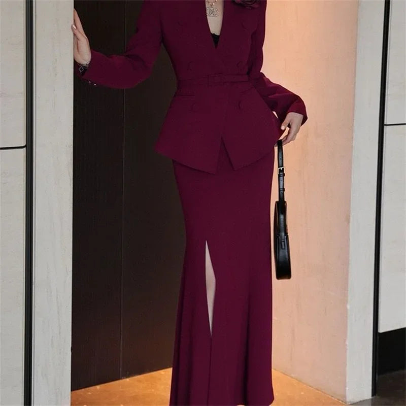 Ensemble 2 Pièces Femme Élégant - Veste & Jupe Sirène