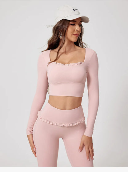 Ensemble Sport Femme 2 Pièces Automne Hiver - Yoga Gym Séchage Rapide Manches Longues