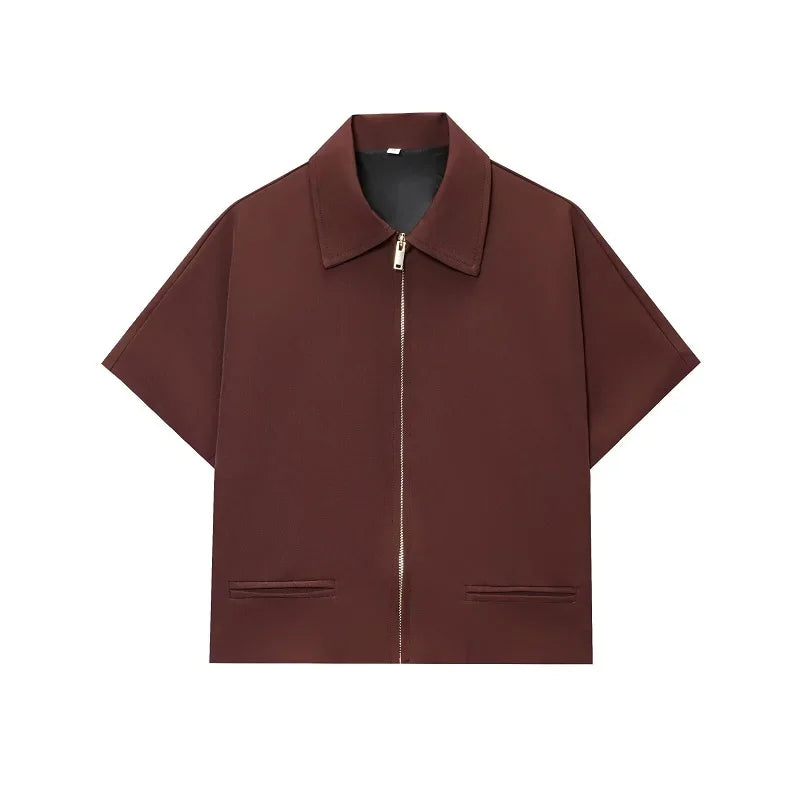 Veste Courte Femme MUJER – Manches Courtes, Zippée, Style Varsity pour l’Été