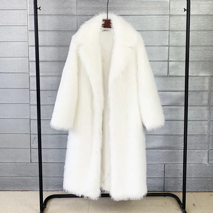 Manteau Long Fausse Fourrure Blanc